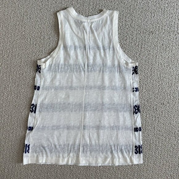 Madewell Tank Top Embroidered Size XS Cream Navy Blue Cotton Boho Aztec - Picture 7 of 9